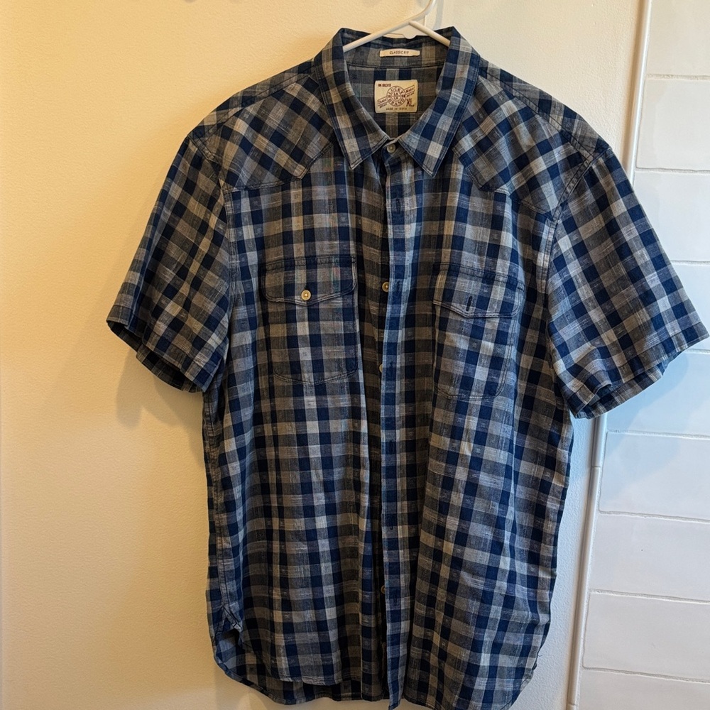 Lucky Brand Blue/Gray Checkered Men's Shirt